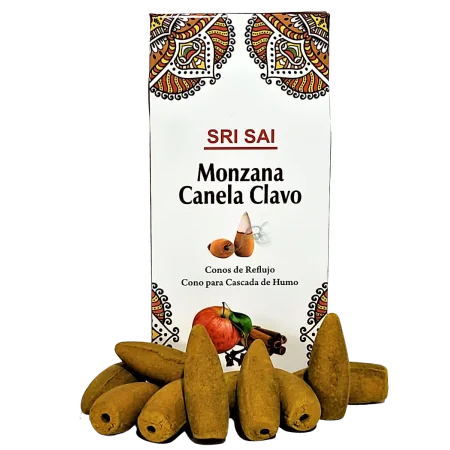 Conos de Incienso Cascada Manzana, Canela y Clavo - SRI SAI