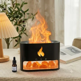 Humidificador Difusor de Aromaterapia Flame Black Ultrasónico USB 250ml